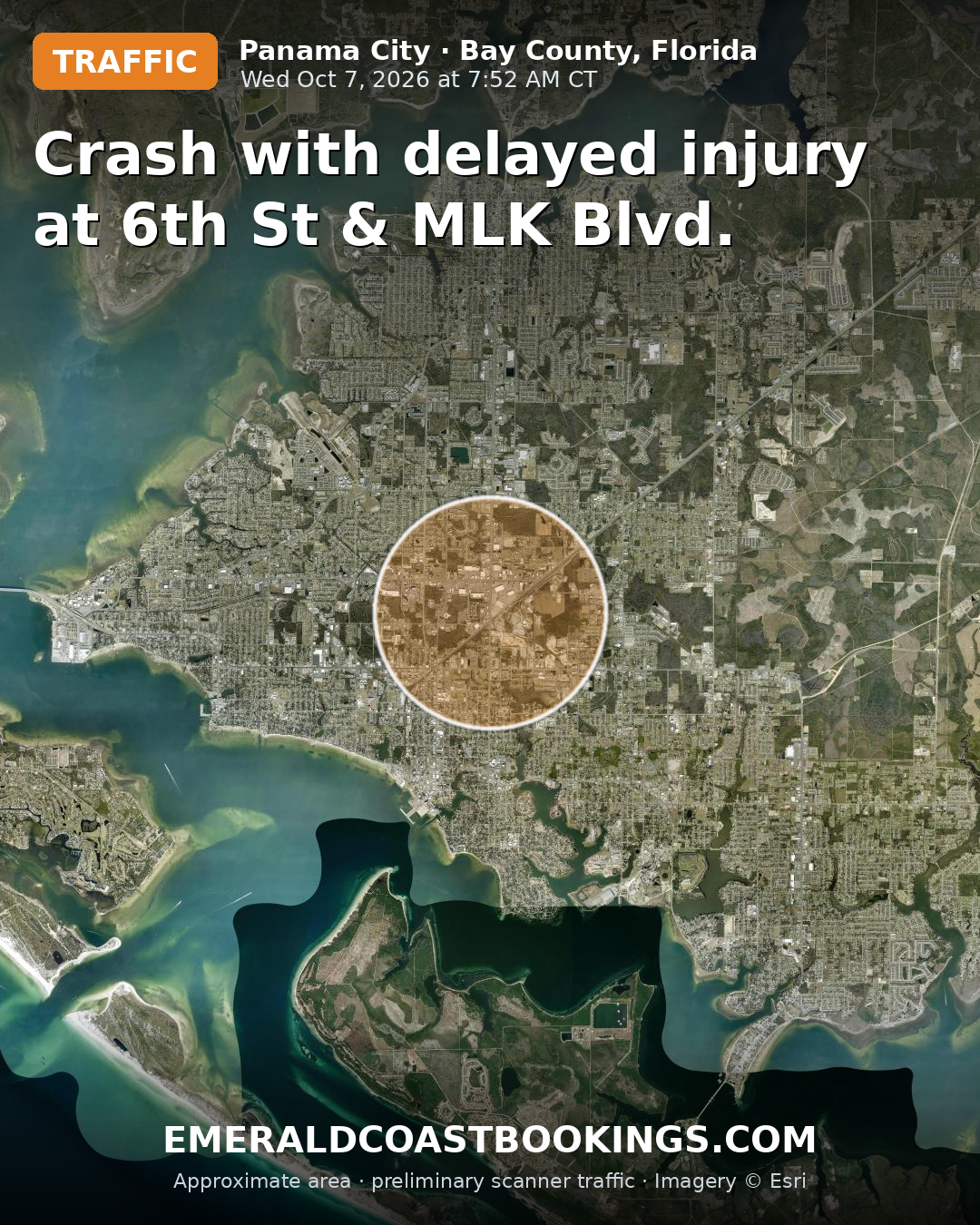 Map: Crash with delayed injury at 6th St & MLK Blvd.