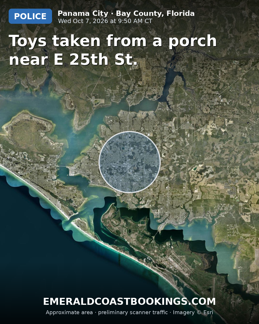Map: Toys taken from a porch near E 25th St.