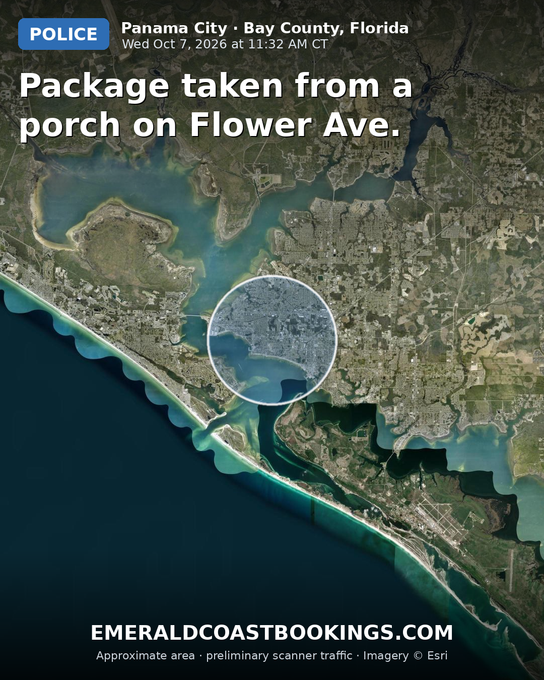 Map: Package taken from a porch on Flower Ave.