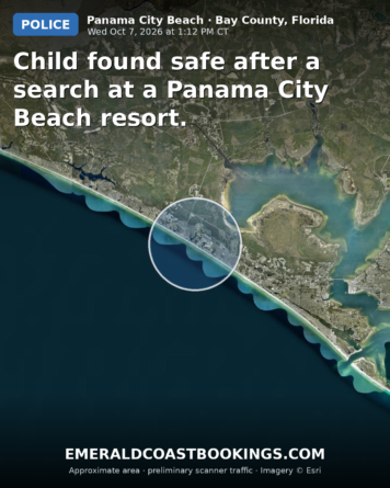 Map: Child found safe after a search at a Panama City Beach resort.