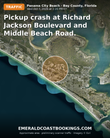 Map: Pickup crash at Richard Jackson Boulevard and Middle Beach Road.