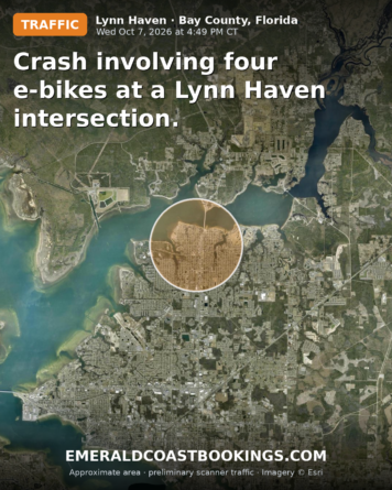Map: Crash involving four e-bikes at a Lynn Haven intersection.