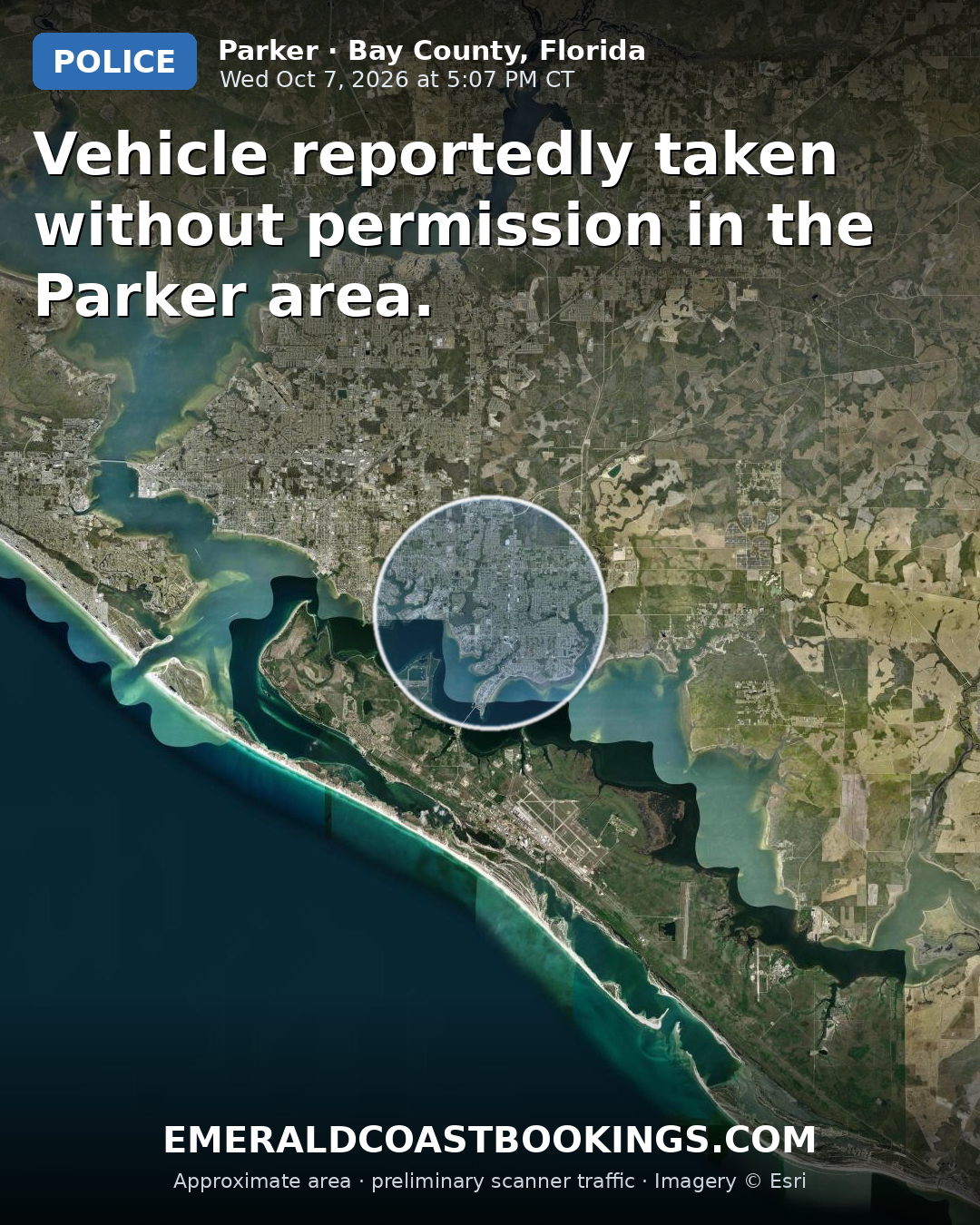 Map: Vehicle reportedly taken without permission in the Parker area.