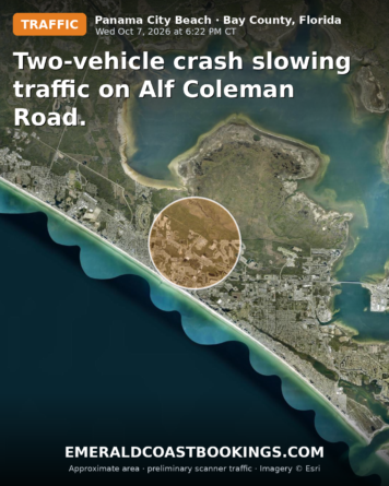 Map: Two-vehicle crash slowing traffic on Alf Coleman Road.