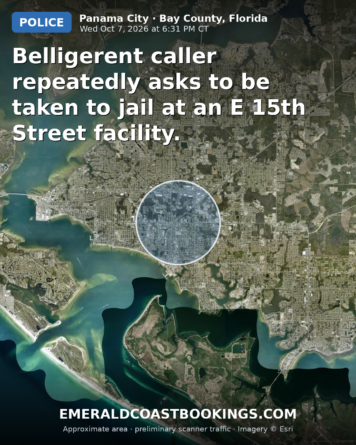 Map: Belligerent caller repeatedly asks to be taken to jail at an E 15th Street facility.