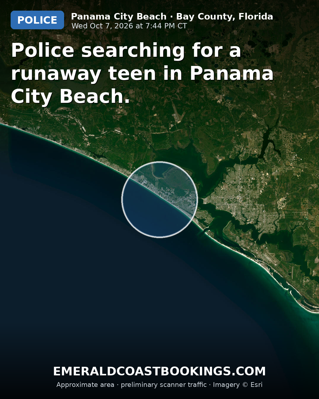 Map: Police searching for a runaway teen in Panama City Beach.