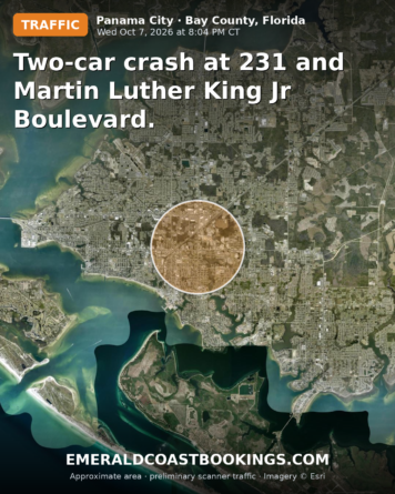 Map: Two-car crash at 231 and Martin Luther King Jr Boulevard.