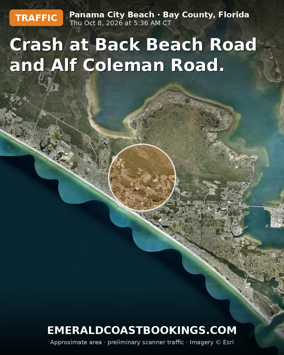 Map: Crash at Back Beach Road and Alf Coleman Road.