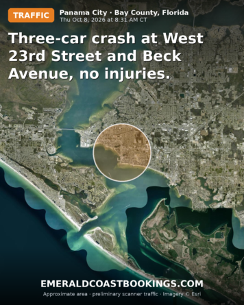 Map: Three-car crash at West 23rd Street and Beck Avenue, no injuries.