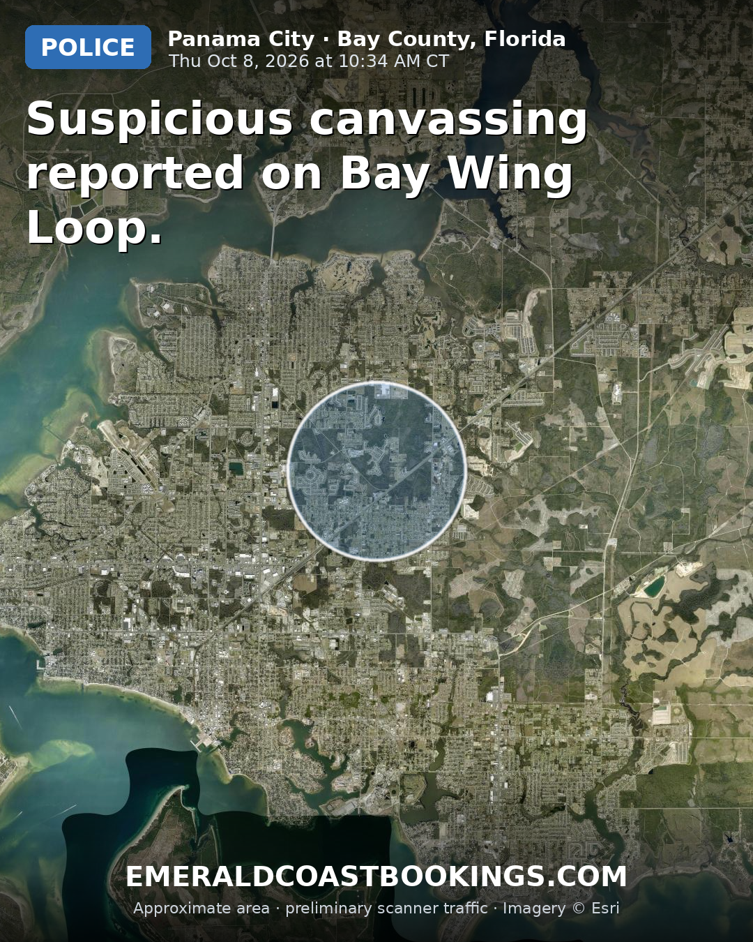 Map: Suspicious canvassing reported on Bay Wing Loop.