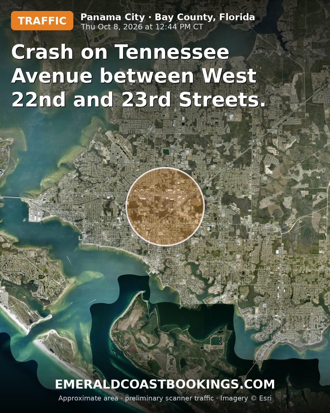 Map: Crash on Tennessee Avenue between West 22nd and 23rd Streets.