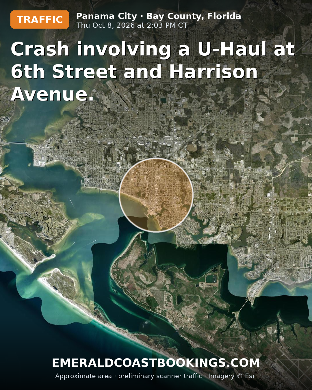 Map: Crash involving a U-Haul at 6th Street and Harrison Avenue.
