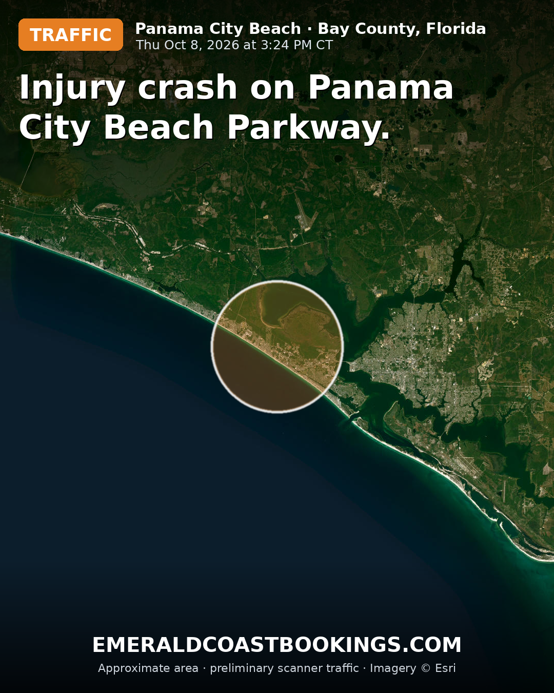 Map: Injury crash on Panama City Beach Parkway.