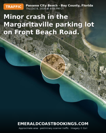 Map: Minor crash in the Margaritaville parking lot on Front Beach Road.
