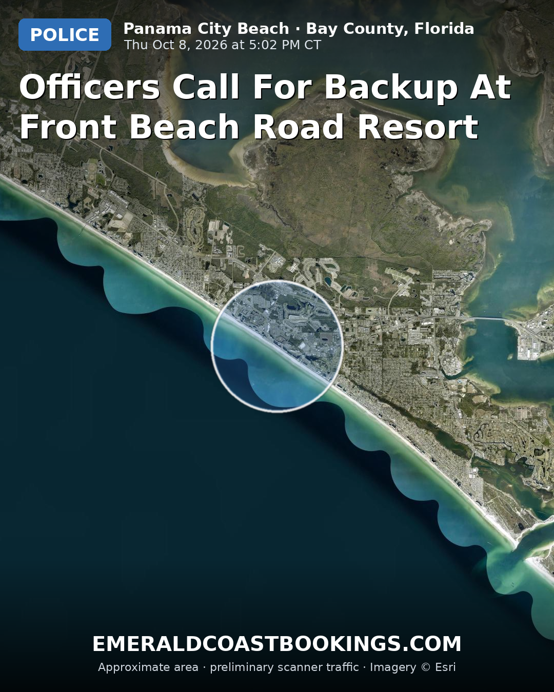 Map: OFFICERS CALL FOR BACKUP AT FRONT BEACH ROAD RESORT