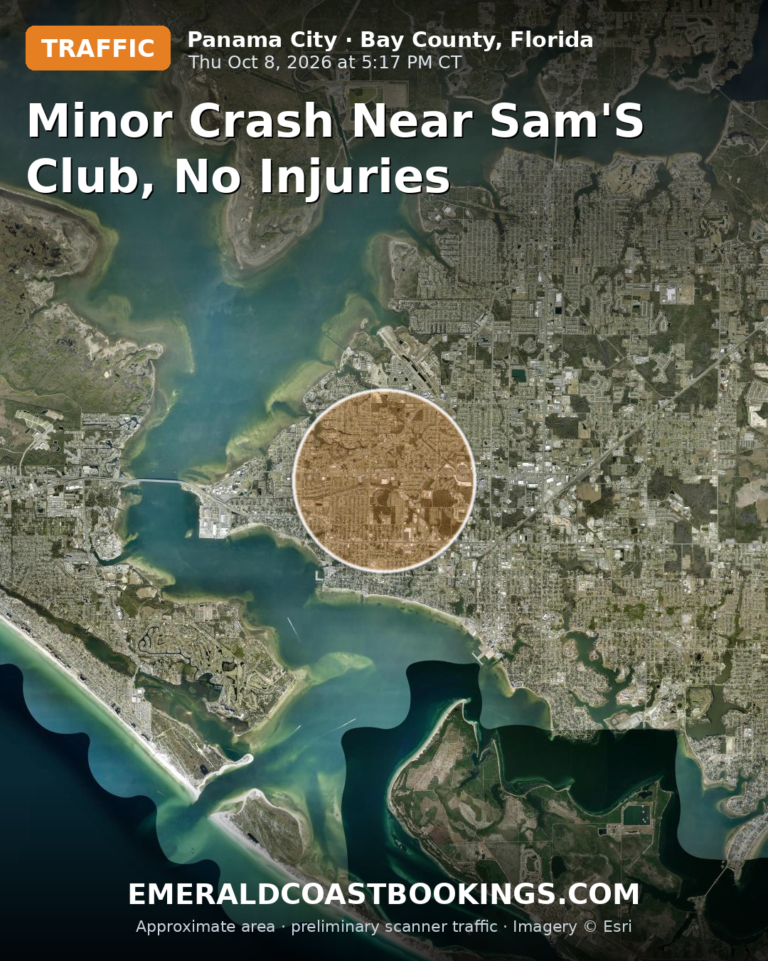 Map: MINOR CRASH NEAR SAM'S CLUB, NO INJURIES