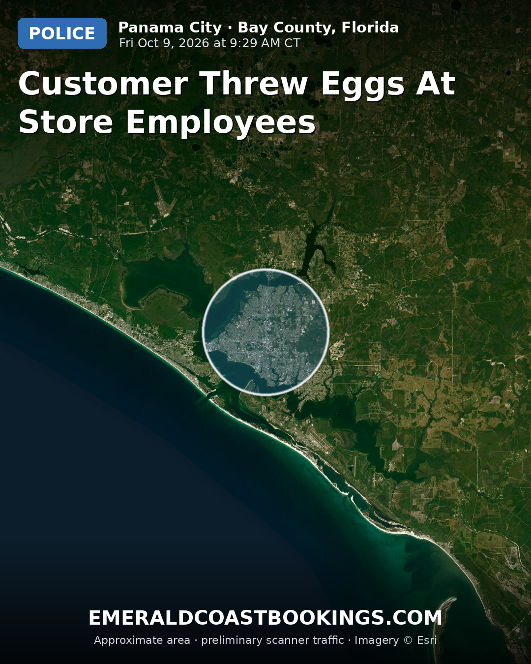 Map: CUSTOMER THREW EGGS AT STORE EMPLOYEES