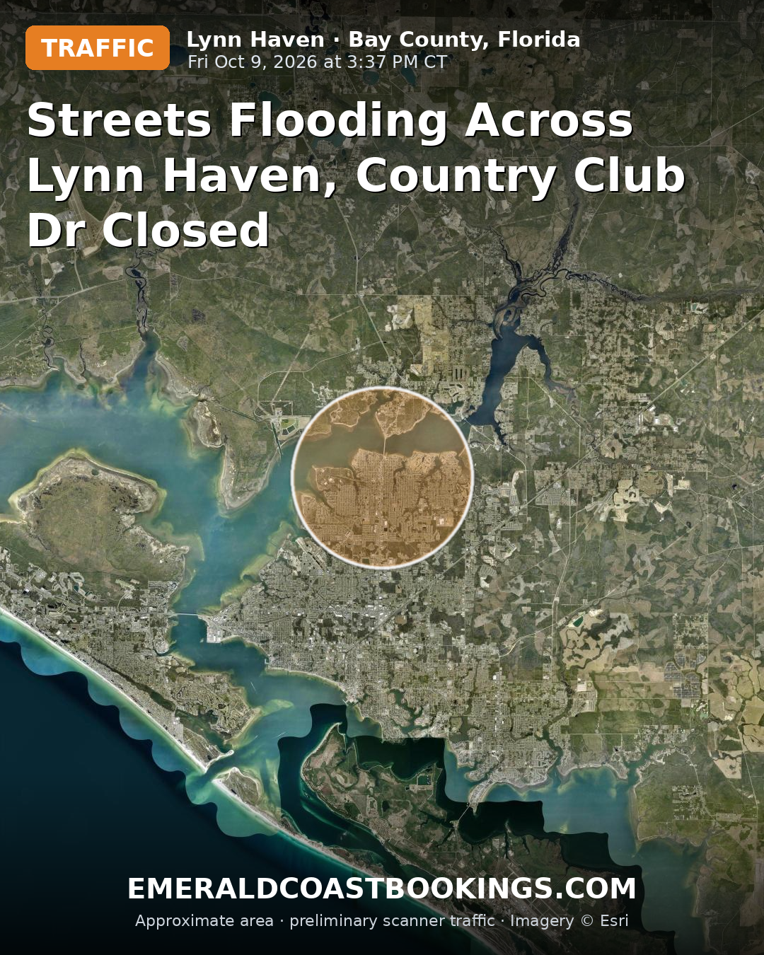 Map: STREETS FLOODING ACROSS LYNN HAVEN, COUNTRY CLUB DR CLOSED