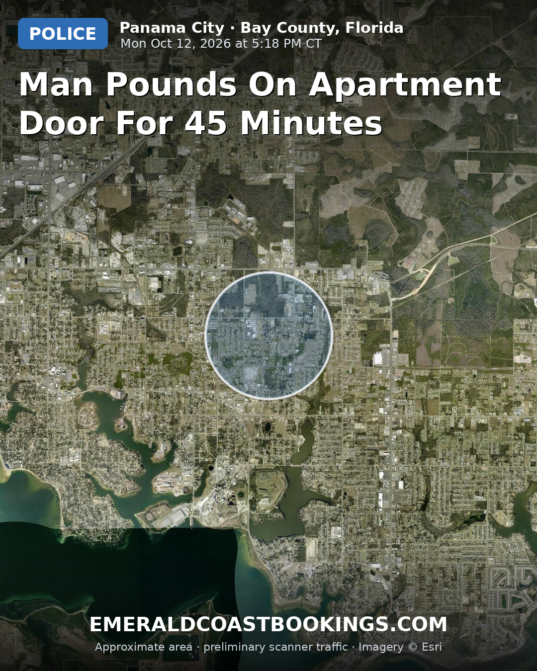 Map: MAN POUNDS ON APARTMENT DOOR FOR 45 MINUTES