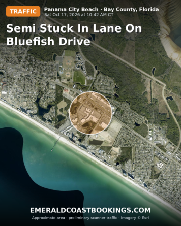 Map: Semi Stuck in Lane on Bluefish Drive