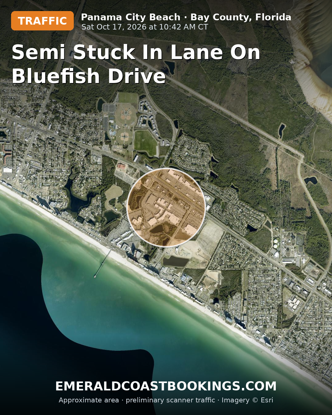 Map: SEMI STUCK IN LANE ON BLUEFISH DRIVE