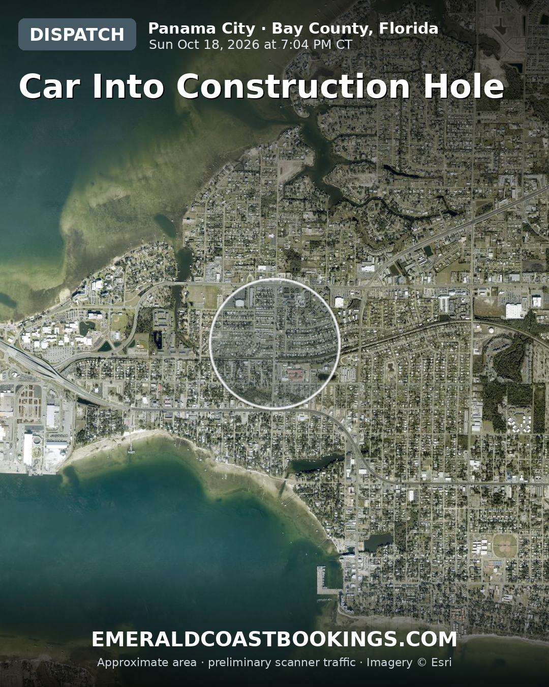 Map: CAR INTO CONSTRUCTION HOLE
