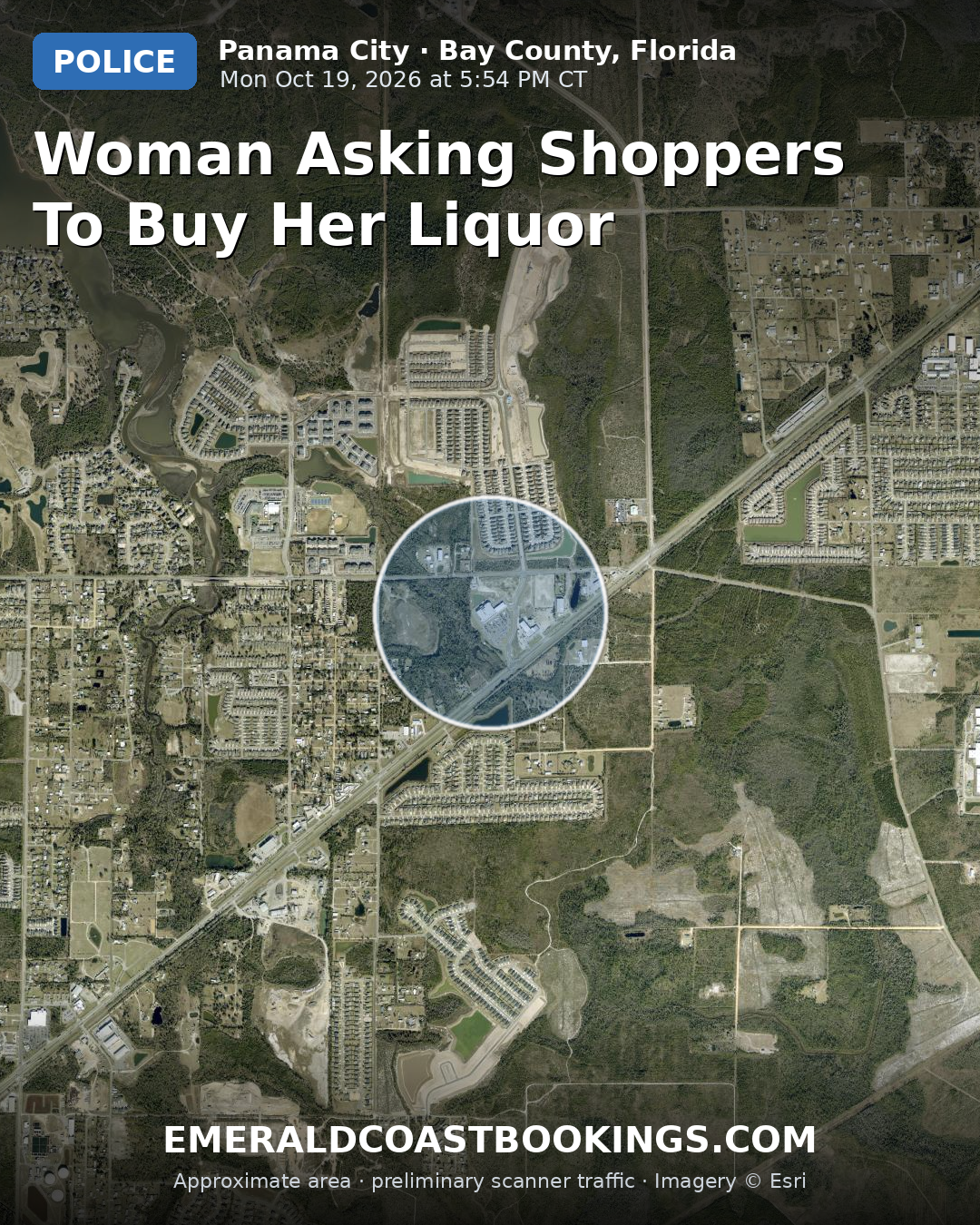 Map: WOMAN ASKING SHOPPERS TO BUY HER LIQUOR