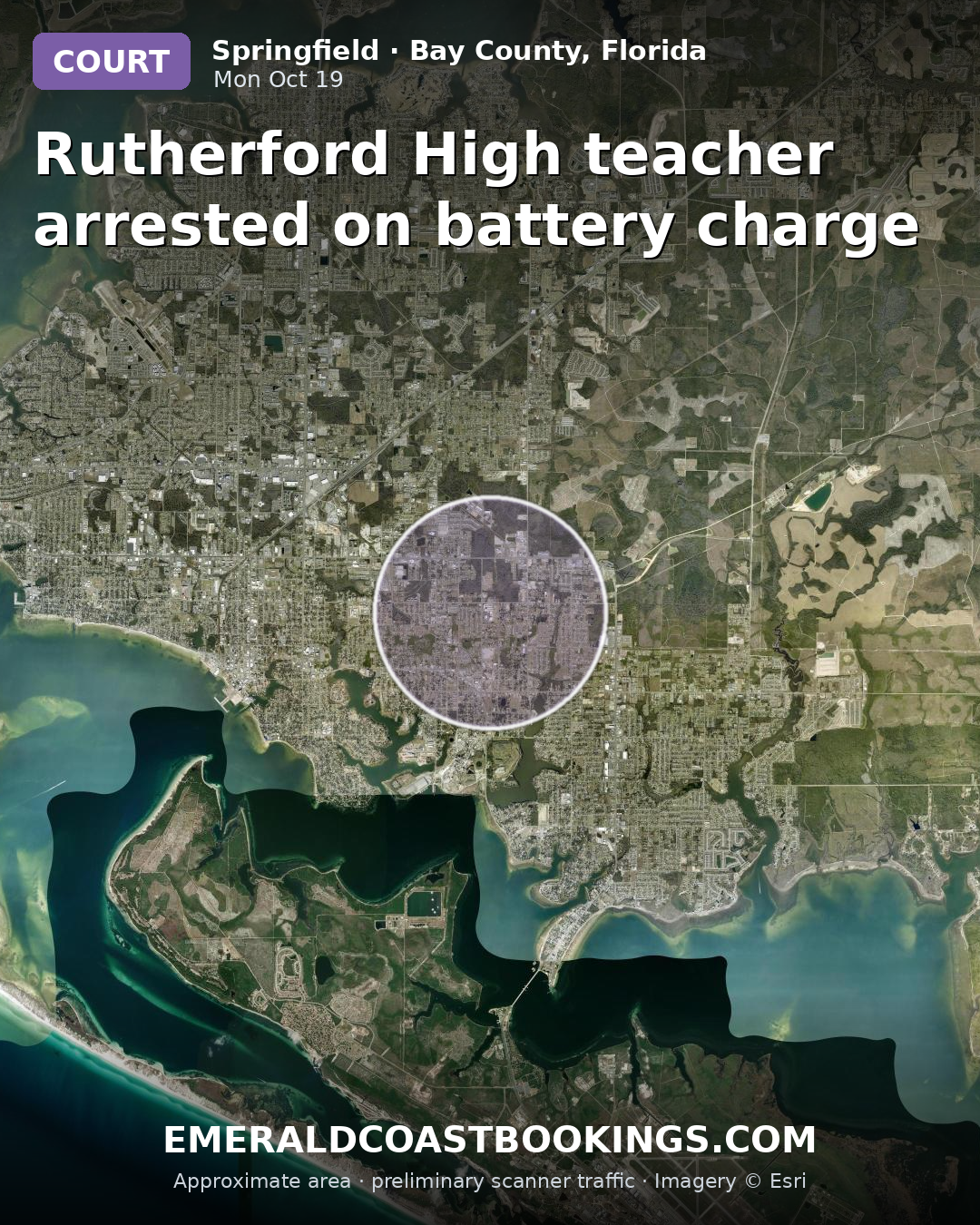 Map: Rutherford High teacher arrested on battery charge