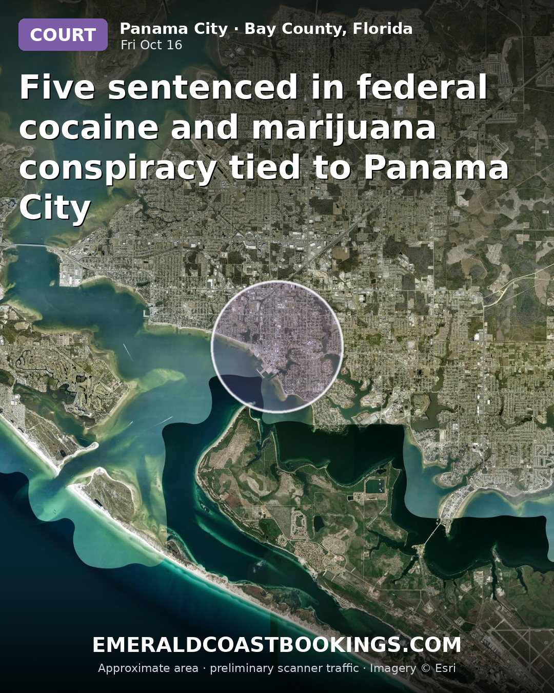 Map: Five sentenced in federal cocaine and marijuana conspiracy tied to Panama City