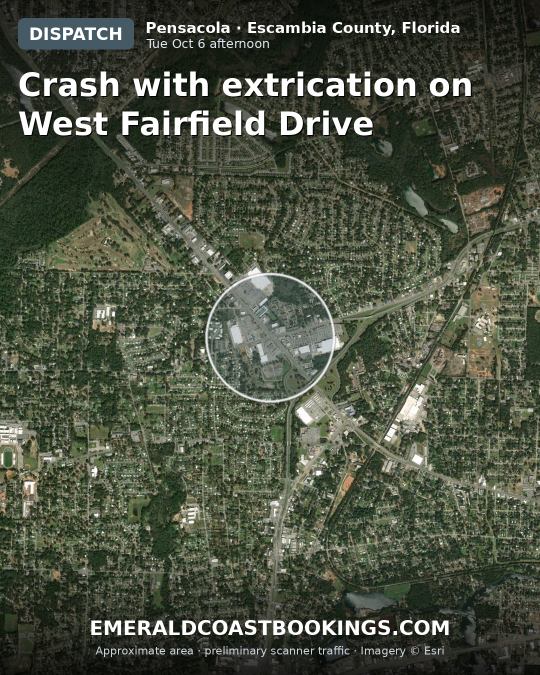 Map: Crash with extrication on West Fairfield Drive