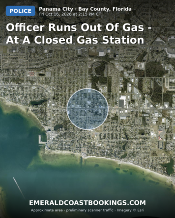 Map: Officer Runs Out of Gas - at a Closed Gas Station
