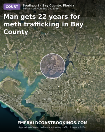 Map: Man gets 22 years for meth trafficking in Bay County
