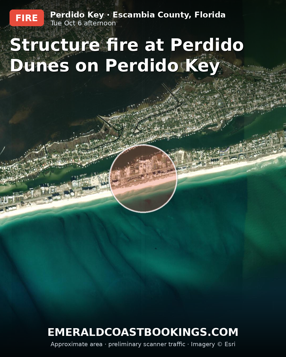 Map: Structure fire at Perdido Dunes on Perdido Key