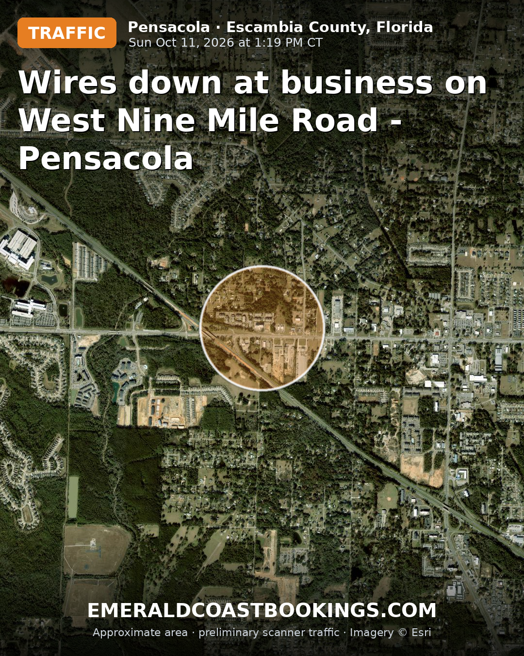 Map: Wires down at business on West Nine Mile Road - Pensacola